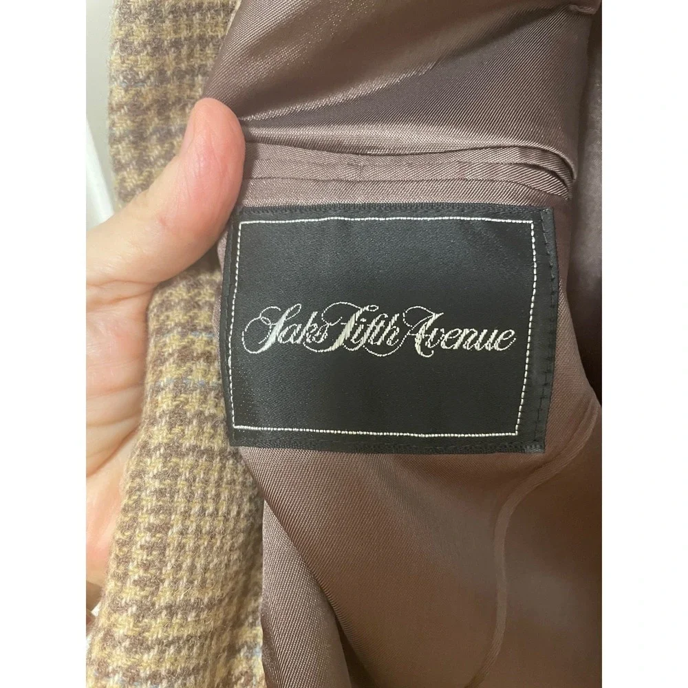 Vintage Sport Coat Blazer Wool Saks Fifth Avenue Daniel Hechter Glen Plaid 42R